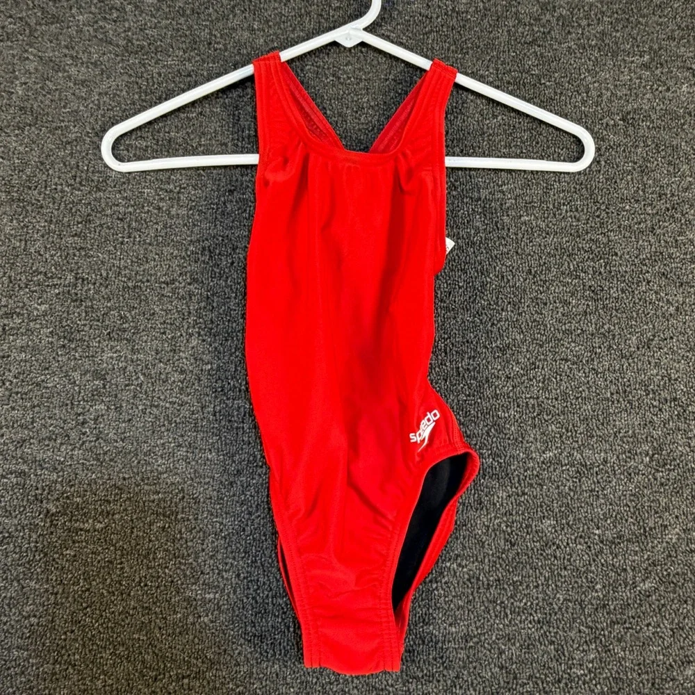 Speedo Pro LT Youth Girls Red One Piece Swimsuit Racerback Size 6/22 8191480